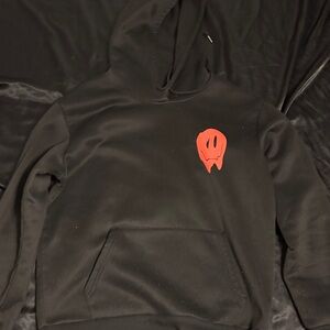 SHEIN Black Hoodie with Red Skull Design